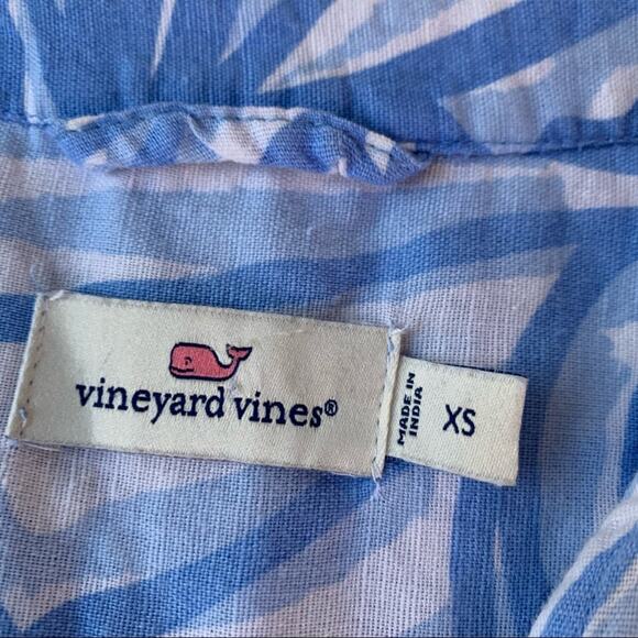 Vineyard Vines blue white seashell linen blend popover top size XS - Picture 9 of 10